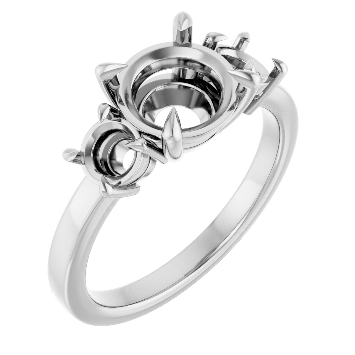 Claw-Prong Three-Stone Engagement Ring