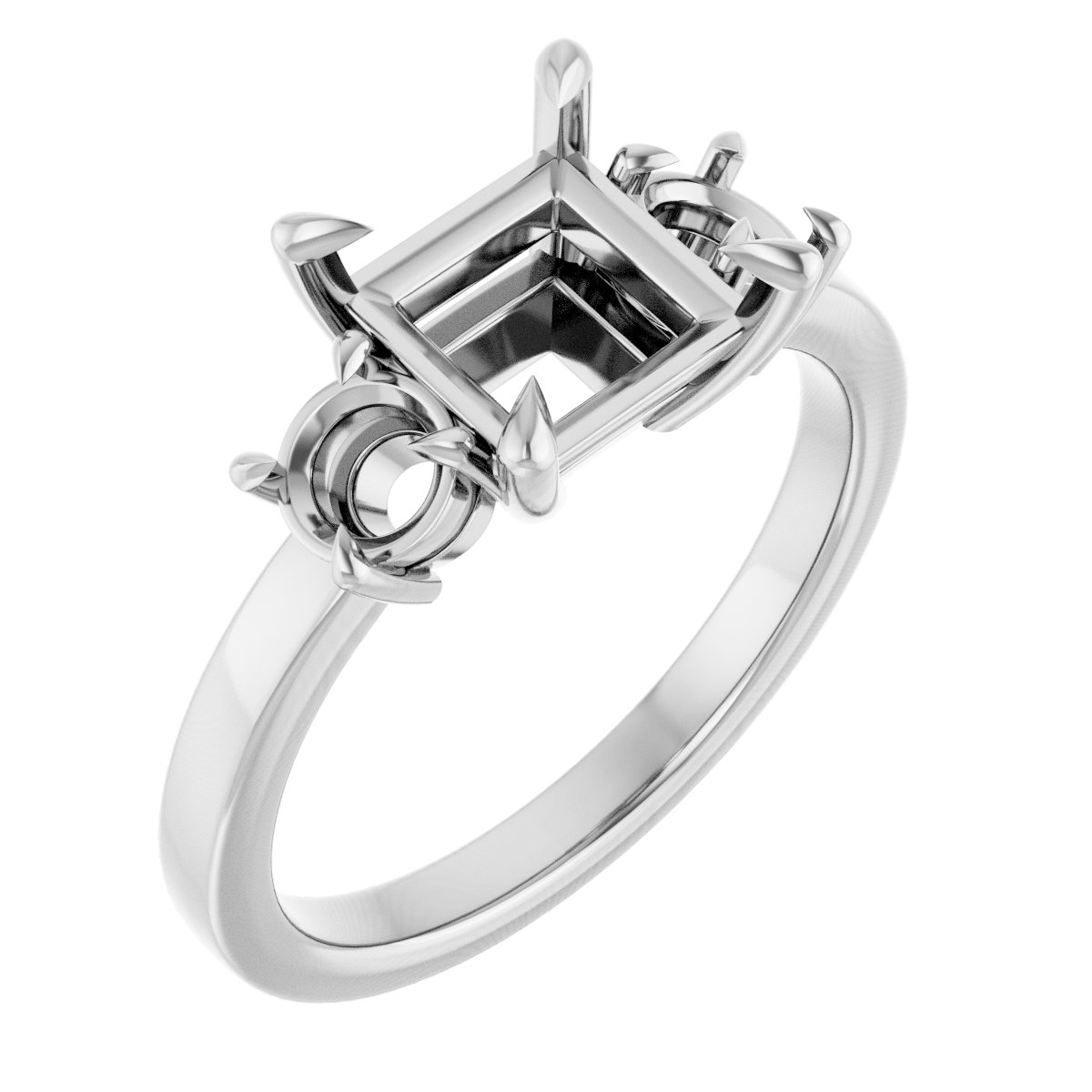 Claw-Prong Three-Stone Engagement Ring