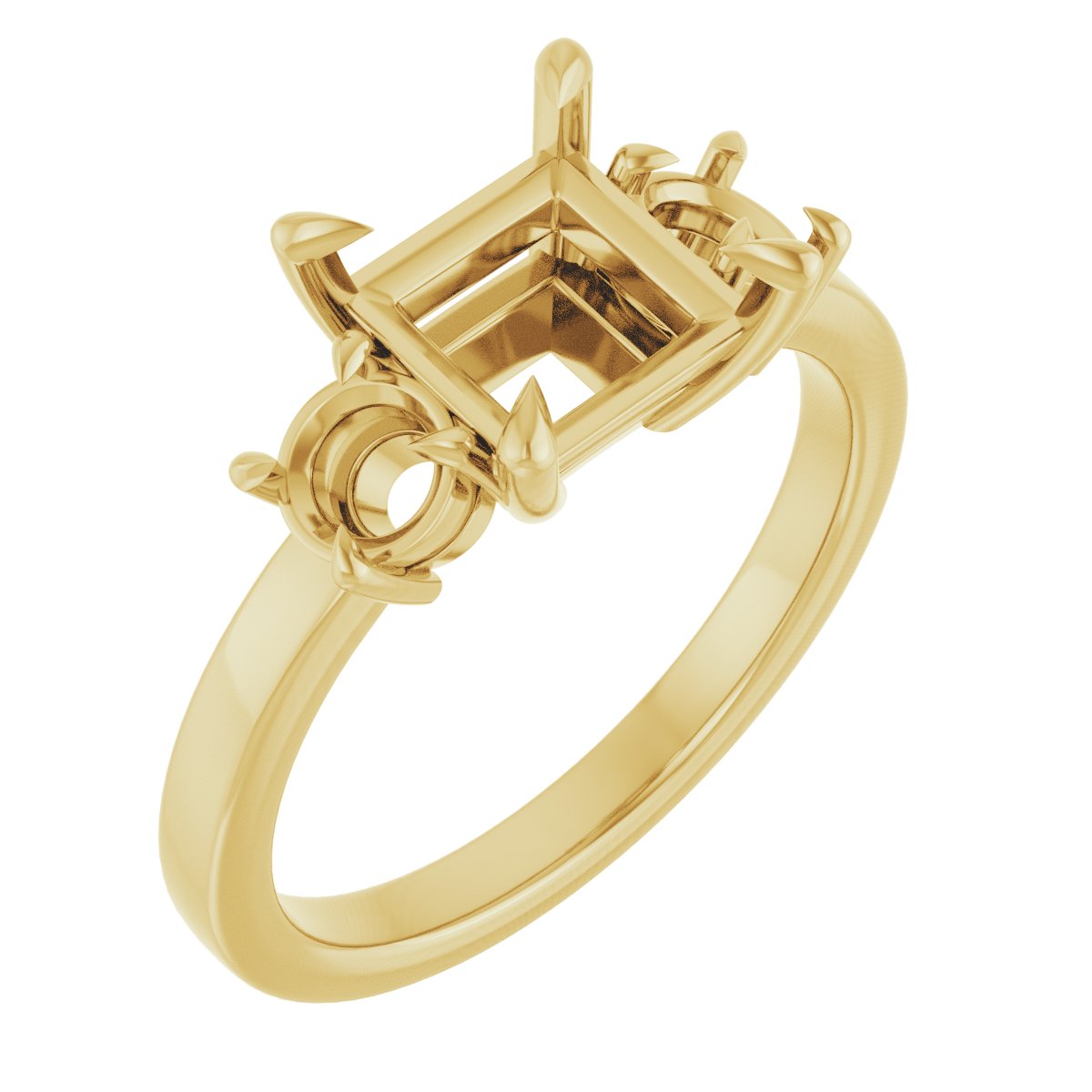 Claw-Prong Three-Stone Engagement Ring