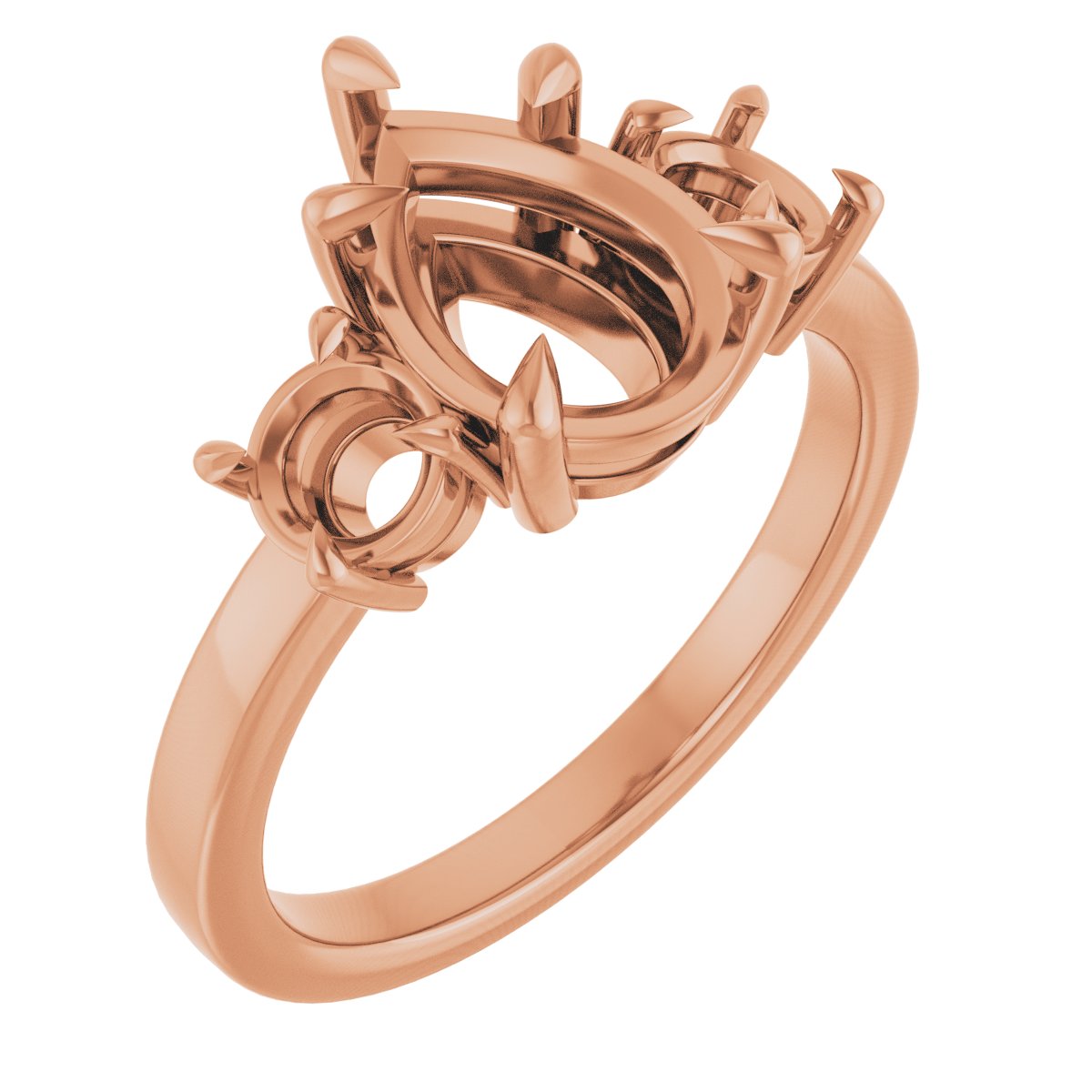 Claw-Prong Three-Stone Engagement Ring