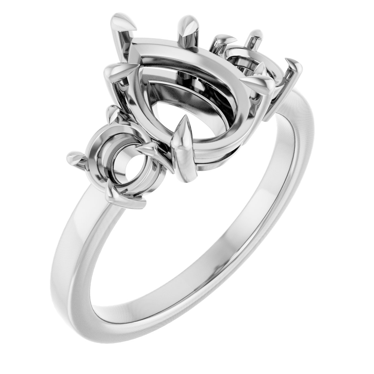 Claw-Prong Three-Stone Engagement Ring