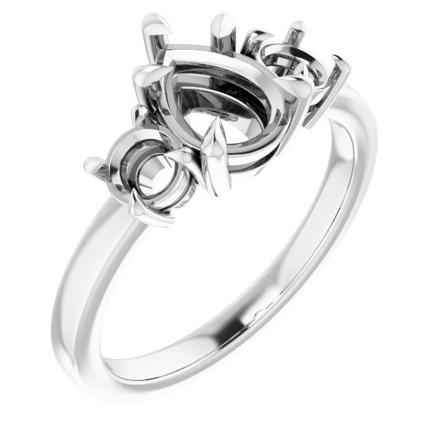 Claw-Prong Three-Stone Engagement Ring