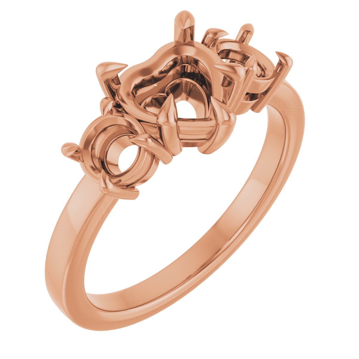 Claw-Prong Three-Stone Engagement Ring