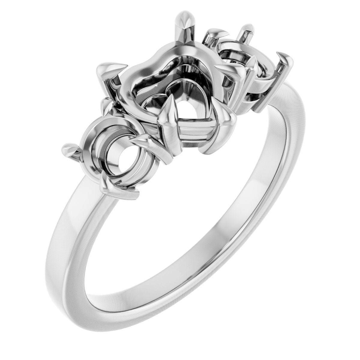 Claw-Prong Three-Stone Engagement Ring