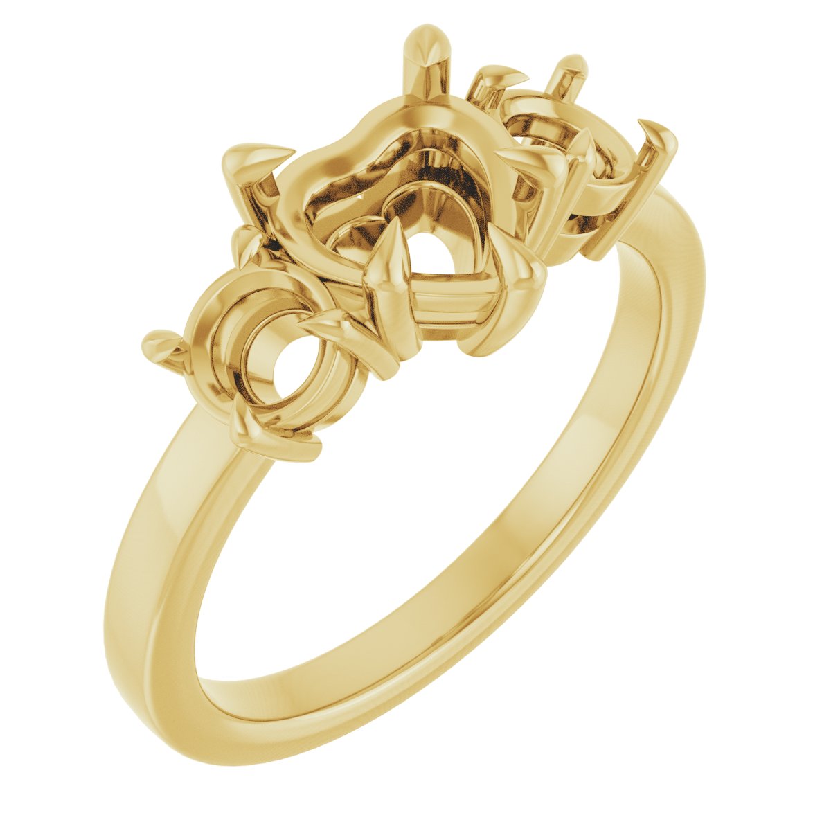 Claw-Prong Three-Stone Engagement Ring