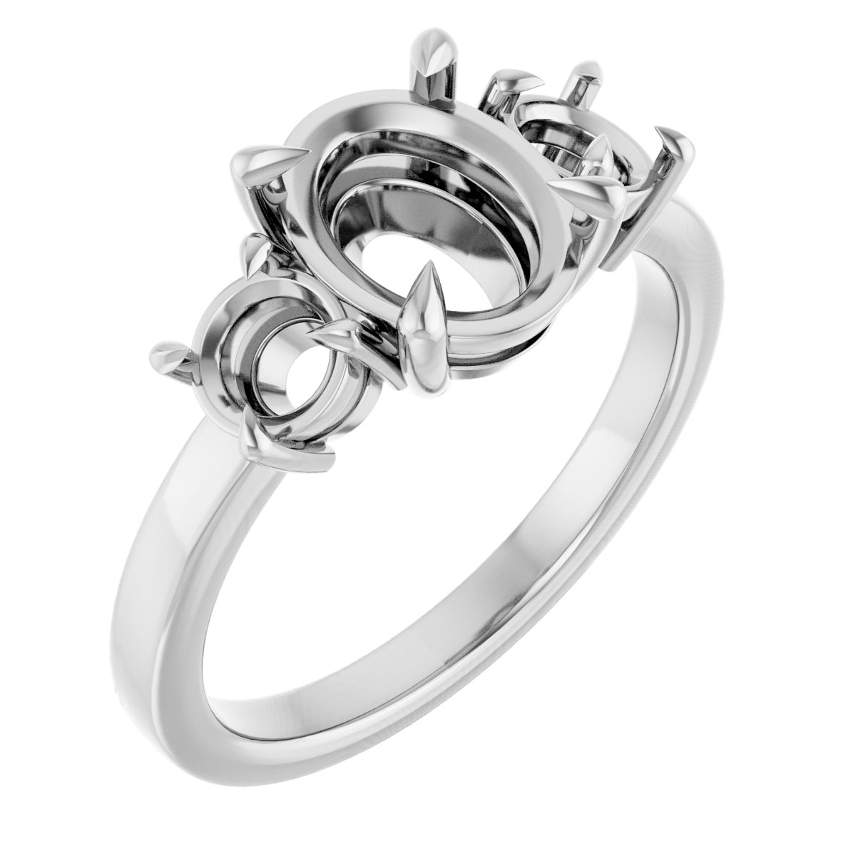 Claw-Prong Three-Stone Engagement Ring