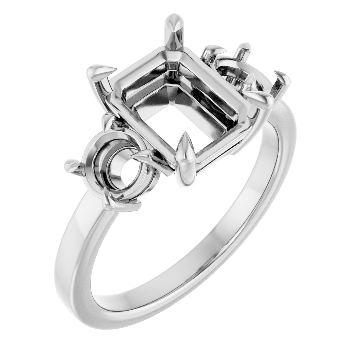 Claw-Prong Three-Stone Engagement Ring