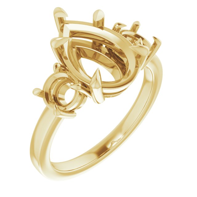 Claw-Prong Three-Stone Engagement Ring