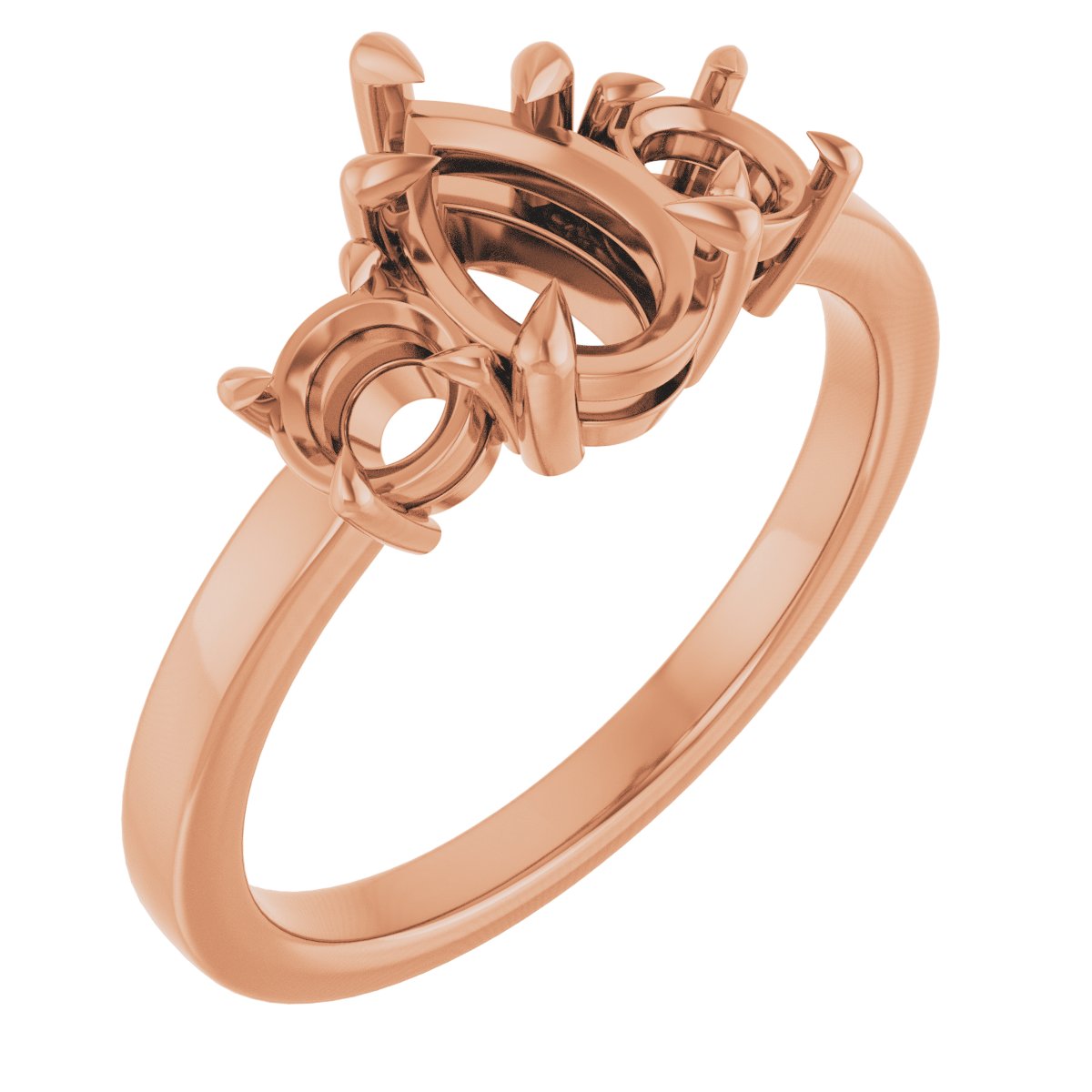 Claw-Prong Three-Stone Engagement Ring