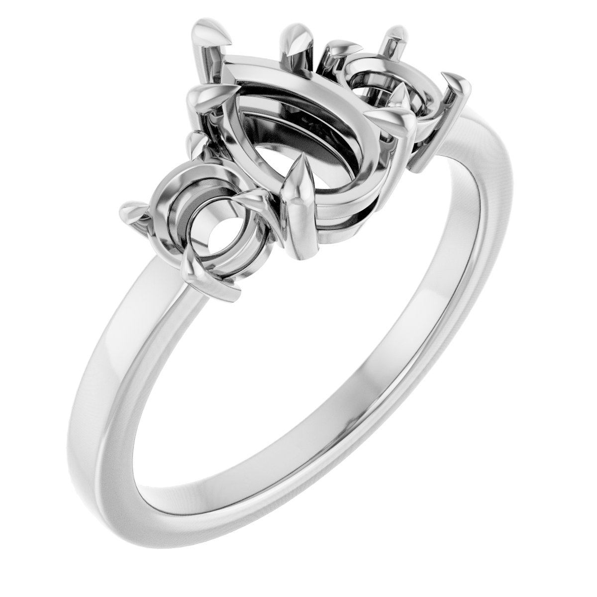 Claw-Prong Three-Stone Engagement Ring