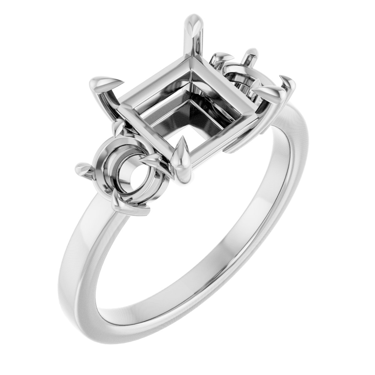 Claw-Prong Three-Stone Engagement Ring