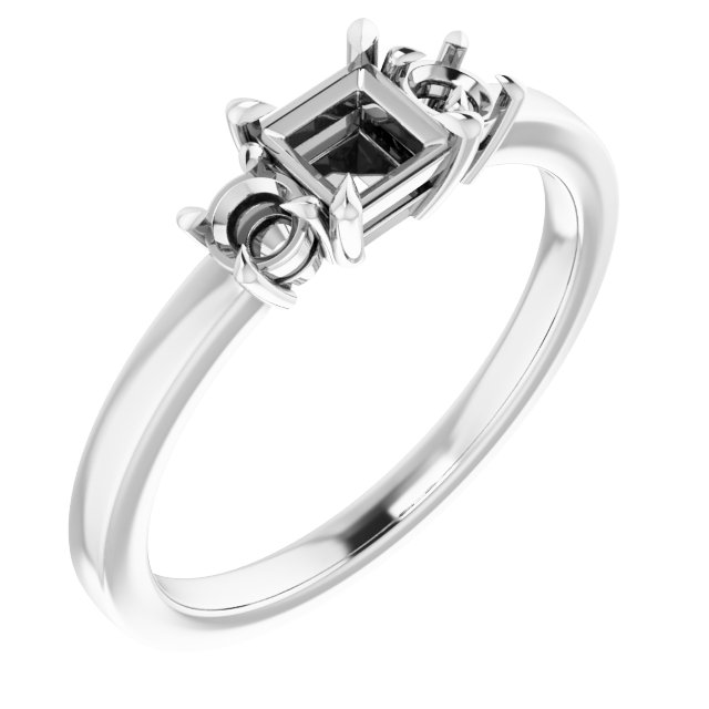 Claw-Prong Three-Stone Engagement Ring
