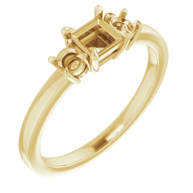 Claw-Prong Three-Stone Engagement Ring