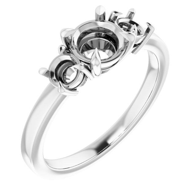 Claw-Prong Three-Stone Engagement Ring