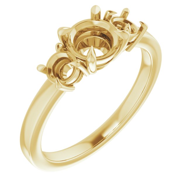 Claw-Prong Three-Stone Engagement Ring