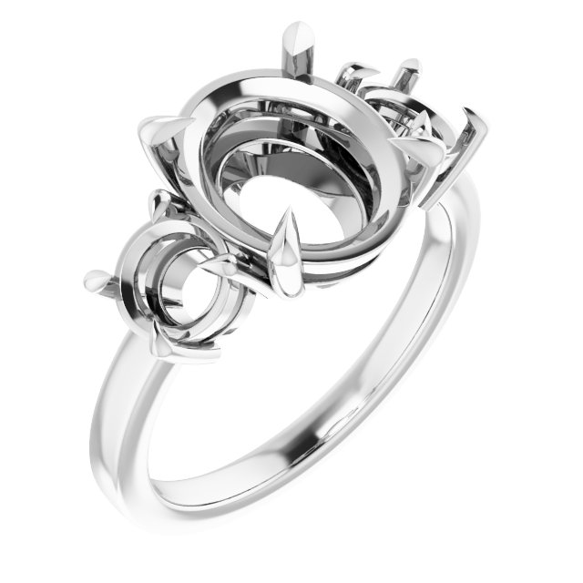 Claw-Prong Three-Stone Engagement Ring