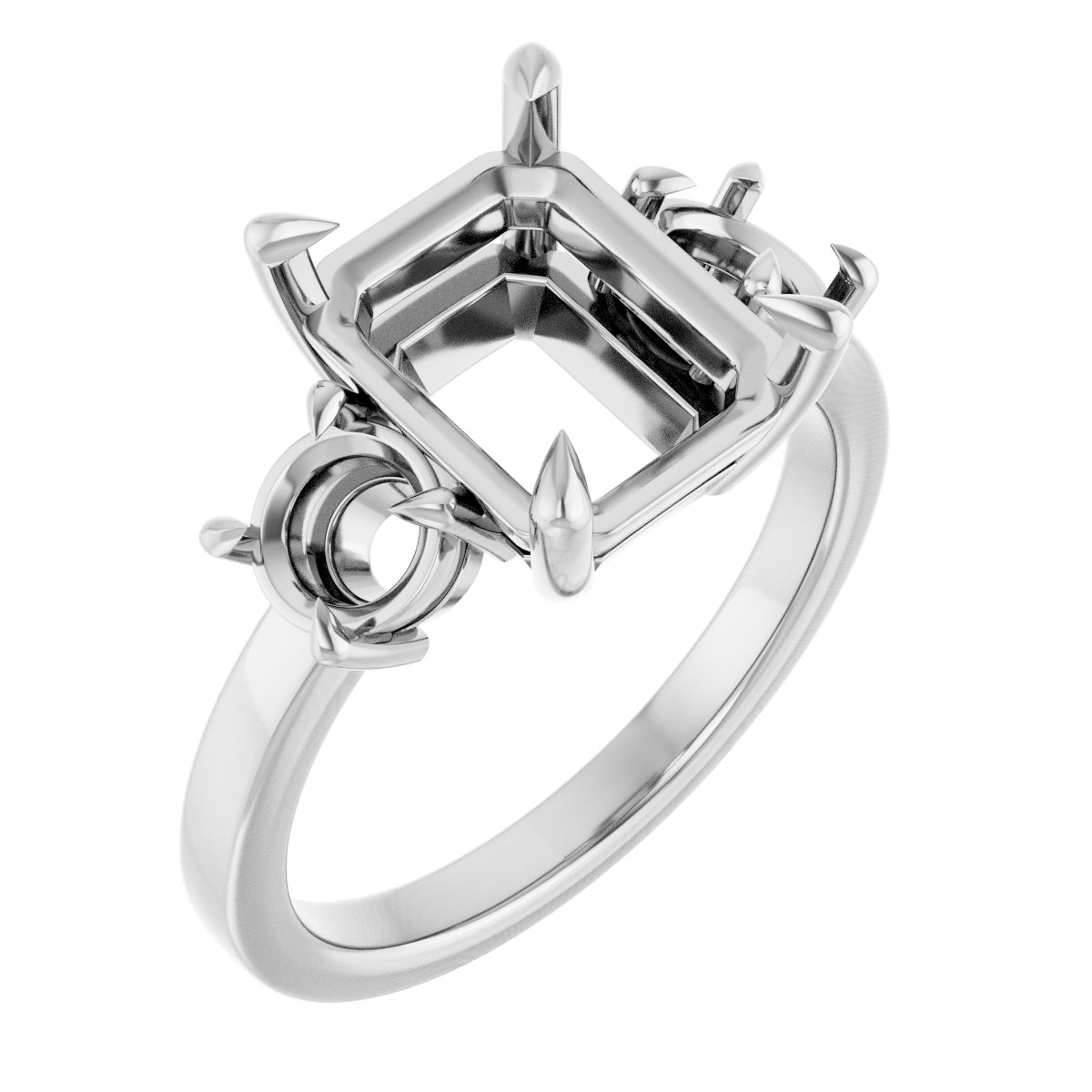 Claw-Prong Three-Stone Engagement Ring