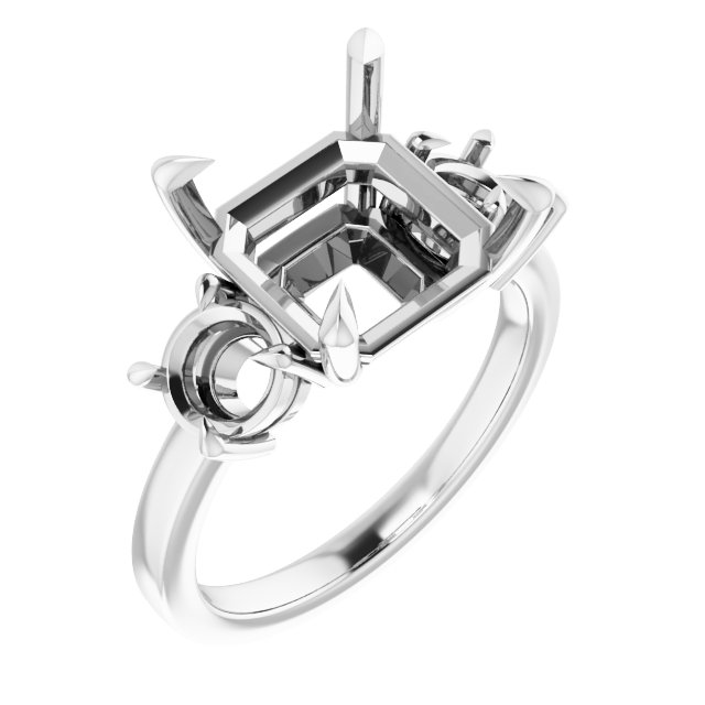 Claw-Prong Three-Stone Engagement Ring