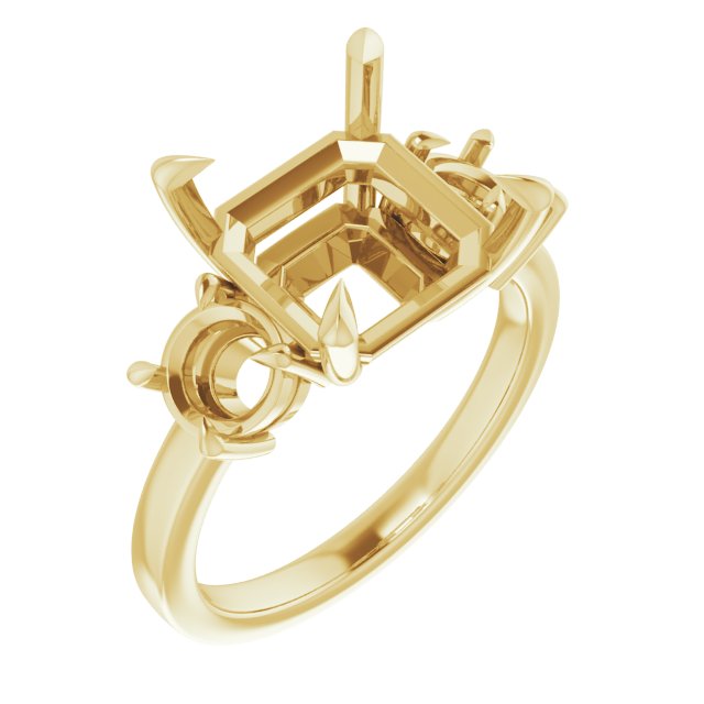 Claw-Prong Three-Stone Engagement Ring