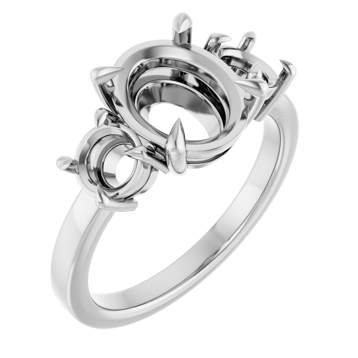 Claw-Prong Three-Stone Engagement Ring