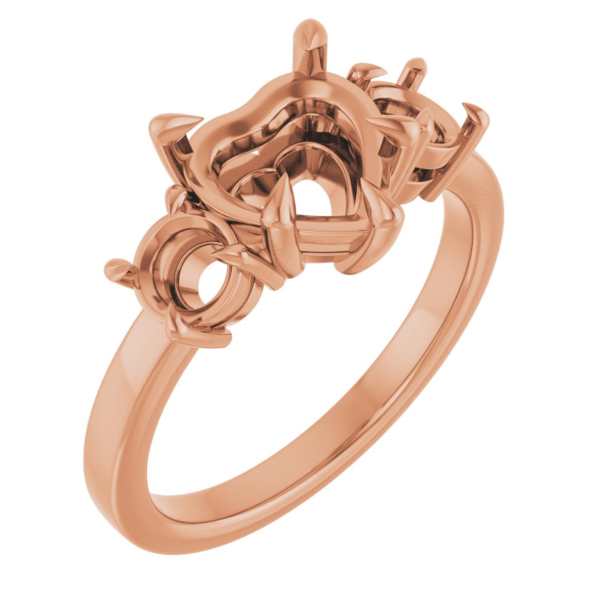 Claw-Prong Three-Stone Engagement Ring