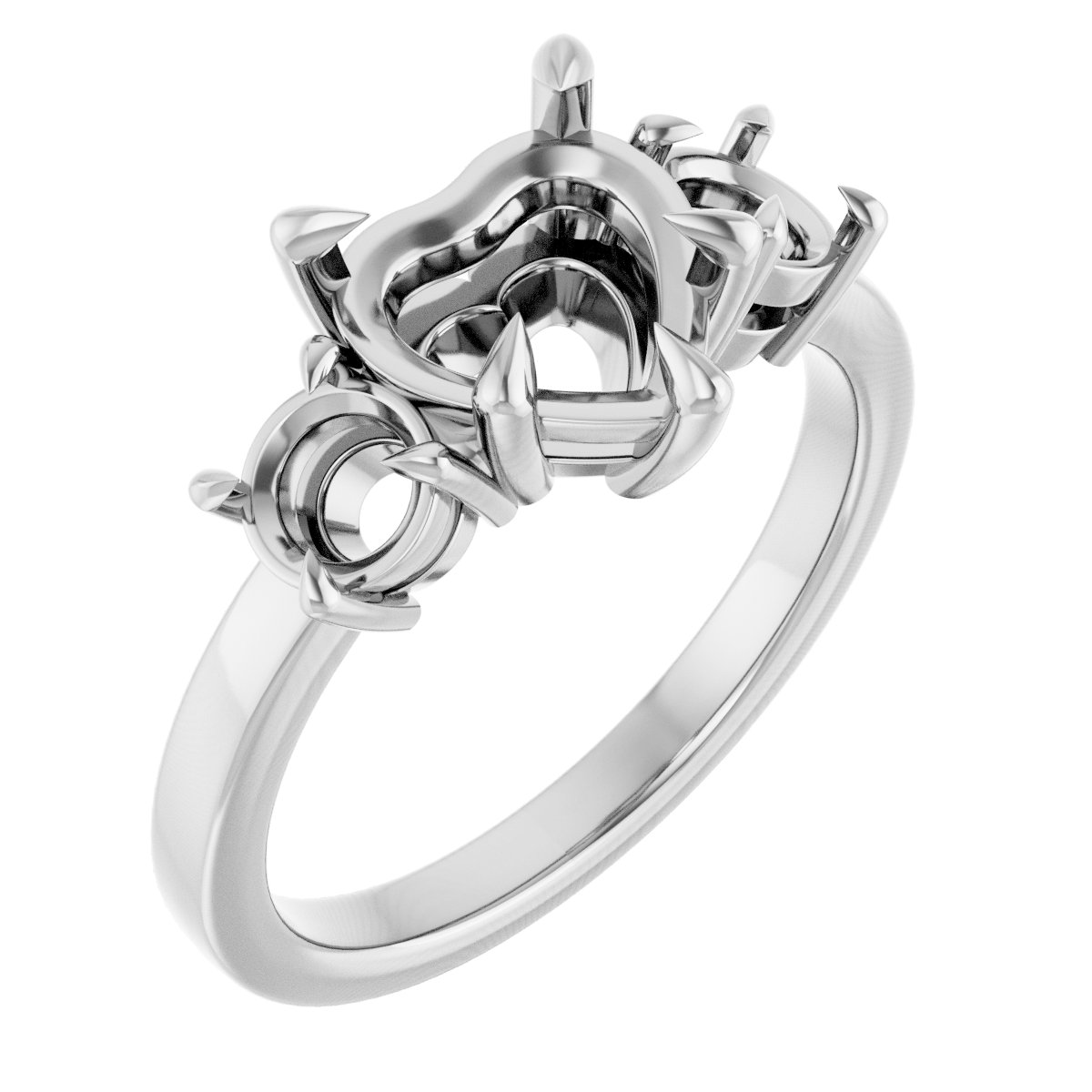 Claw-Prong Three-Stone Engagement Ring
