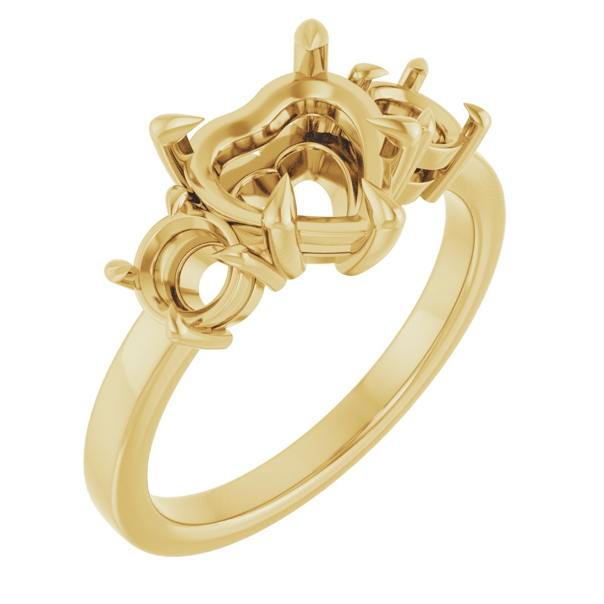 Claw-Prong Three-Stone Engagement Ring
