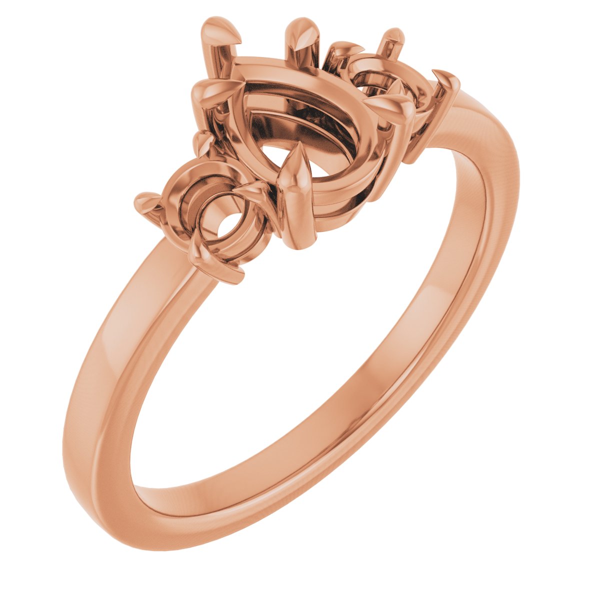 Claw-Prong Three-Stone Engagement Ring