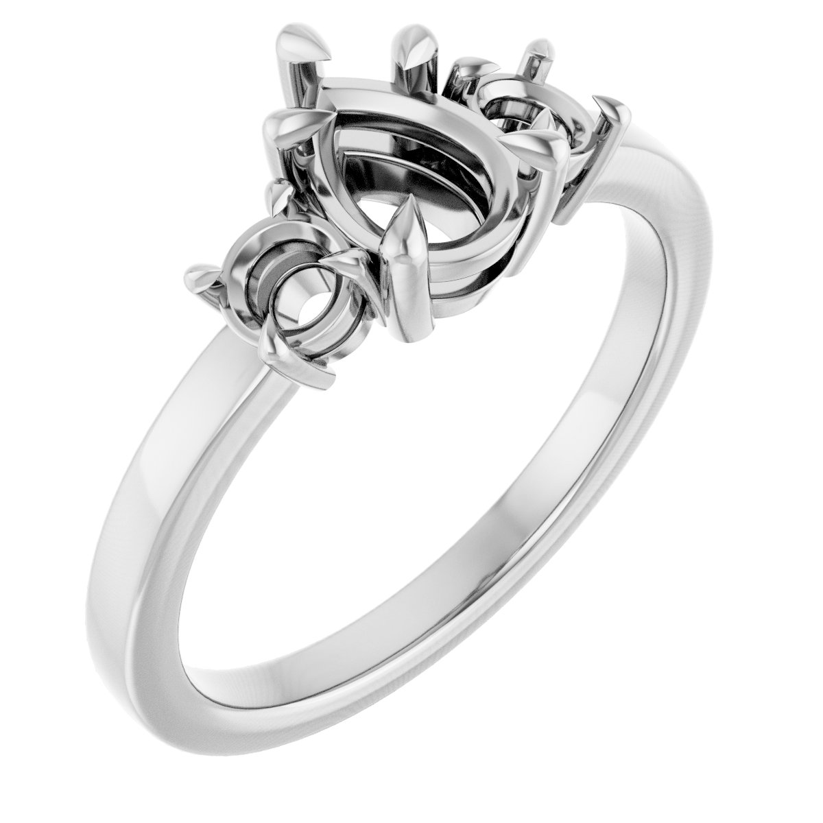 Claw-Prong Three-Stone Engagement Ring