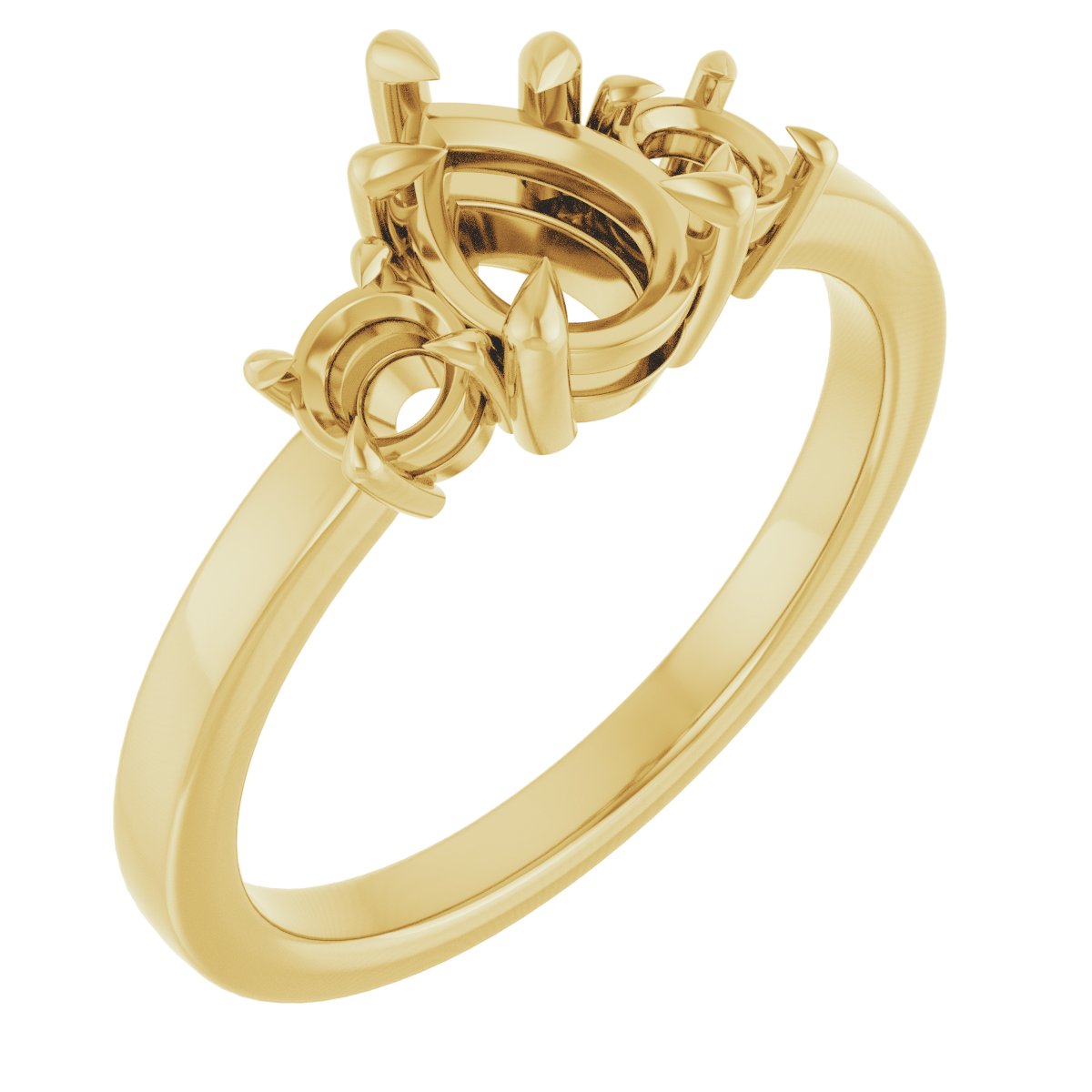 Claw-Prong Three-Stone Engagement Ring