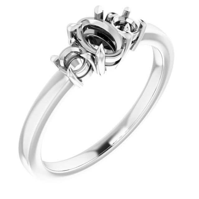 Claw-Prong Three-Stone Engagement Ring