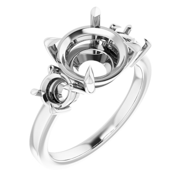 Claw-Prong Three-Stone Engagement Ring