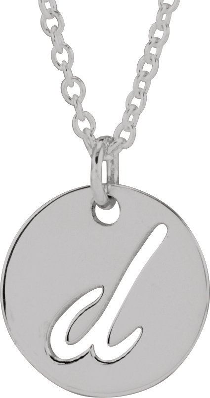 Sterling Silver Script Initial D 16-18" Necklace 