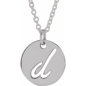 Sterling Silver Script Initial D 16-18" Necklace 