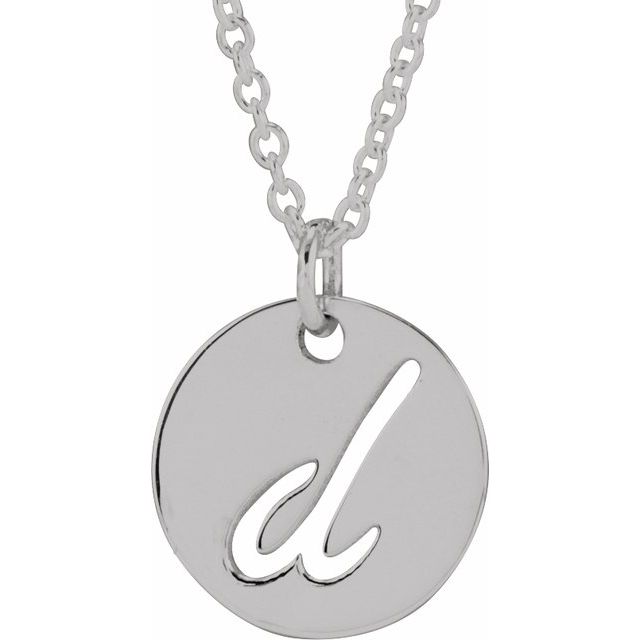 Sterling Silver Script Initial D 16-18 Necklace 