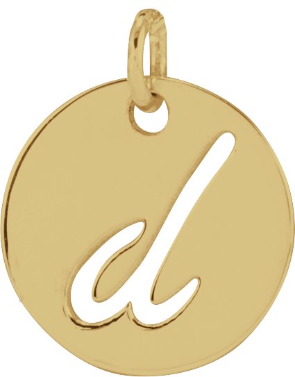 14K Yellow Script Initial D Pendant