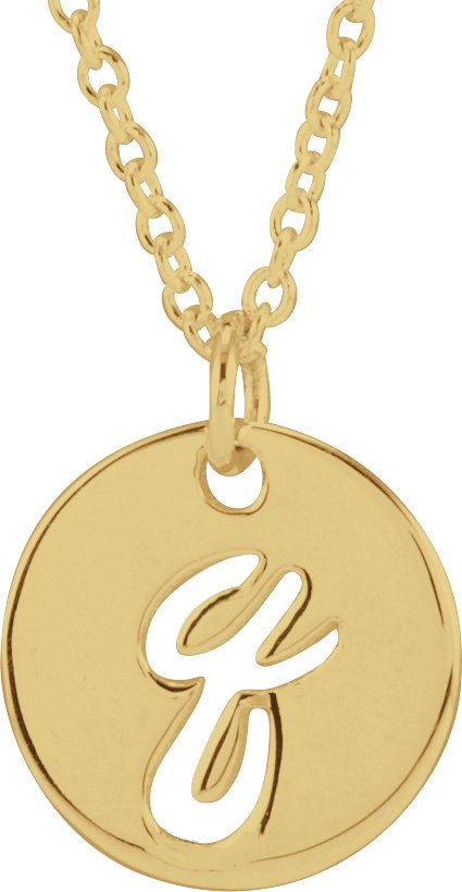 14K Yellow Script Initial Q 16 18 inch Necklace Ref 19931981