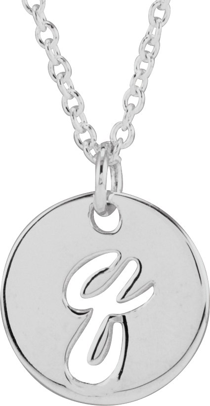 Sterling Silver Script Initial Q 16-18" Necklace 