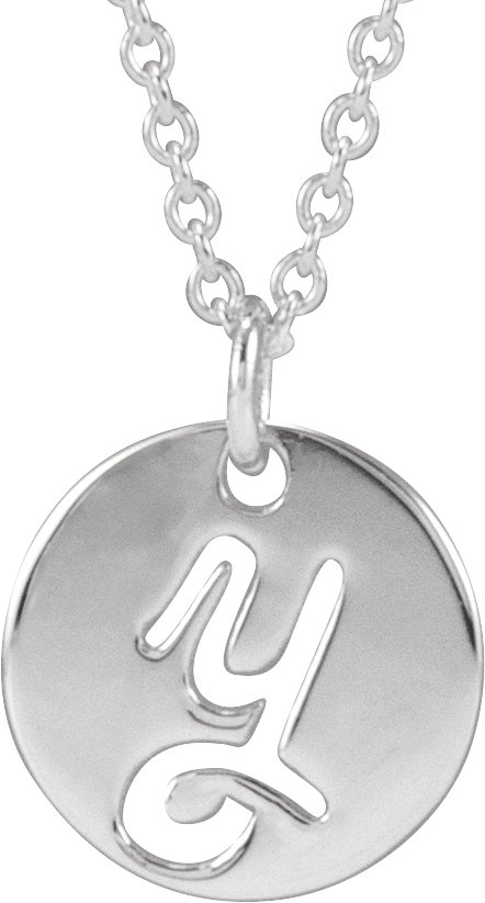 Sterling Silver Script Initial Y 16-18" Necklace 