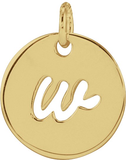 14K Yellow Script Initial W Pendant