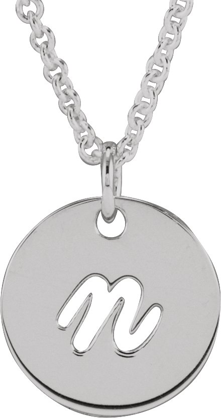 Sterling Silver Script Initial N 16-18" Necklace 