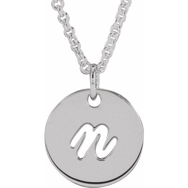 Sterling Silver Script Initial N 16-18 Necklace 