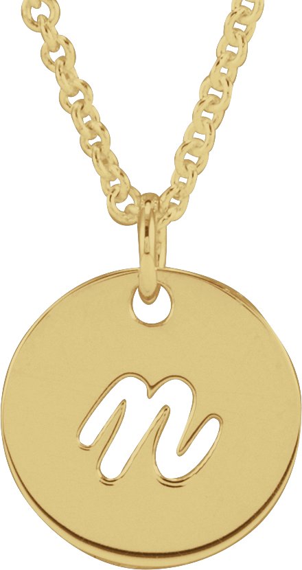 14K Yellow Script Initial N 16-18" Necklace 