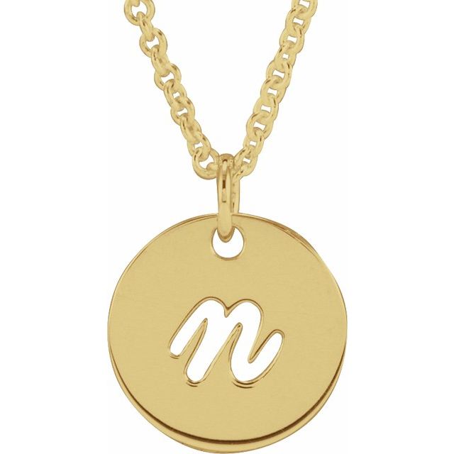 14K Yellow Script Initial N 16-18 Necklace 