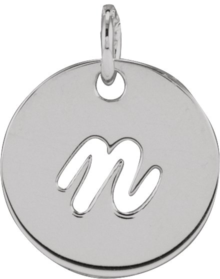 14K White Script Initial N Pendant