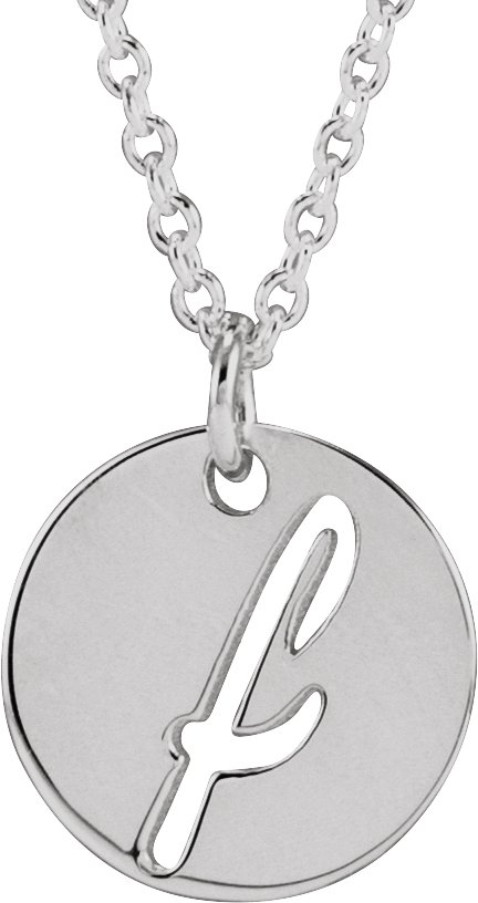 Sterling Silver Script Initial F 16-18" Necklace 