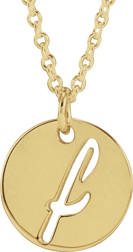 14K Yellow Script Initial F 16 18 inch Necklace Ref 19930552