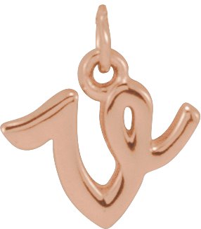 14K Rose Petite Initial V Pendant Ref 21293639