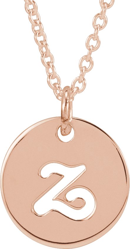 14K Rose Script Initial Z 16 18 inch Necklace Ref 19931989