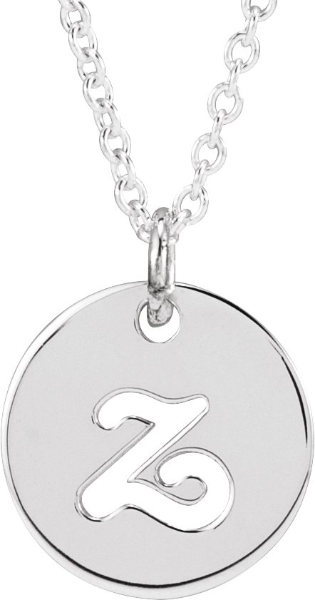 Sterling Silver Script Initial Z 16-18" Necklace 